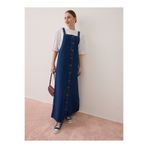 Benin Pamuklu Denim Jile Elbise - Mavi -