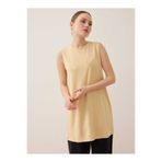 Benin Viskon Kumaş Kolsuz Basic Tunik - Nude -