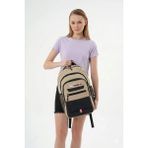 Benitto Kids Cambridge Polo Club Minimalist Tasarım Unisex Çok Gözlü Sırt Çantası - Bej