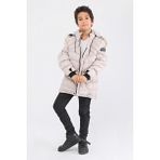 Benitto Kids Erkek Çocuk Kaban Bej 51237T Natural Kürklü Uzun Kol %100 Polyester - Taş - 16 Yaş