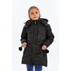 benitto kids Kapüşonlu Kışlık Ponpon Detaylı Kız Çocuk Kaban 51354