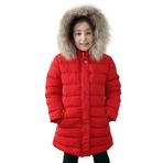 Benitto Kids Kırmızı Natural Kürklü Kız Çocuk Kaban