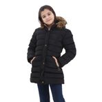 Benitto Kids Siyah Natural Kürklü Kız Çocuk Kaban