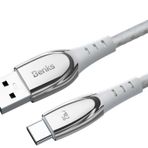 Benks D40 Type-C USB Kablo 5A 25W 120 cm Data Kablo 480 Mbps Kumaş Örgü Kablosu Beyaz Hızlı Şarj