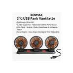 benmax VANTİLATÖR ÜÇ FANLI USB ÇIKIŞLI