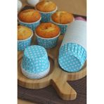 Bens Cup Cake | Sufle Kapsülü | Muffin Kapsülü Mavi Puantiyeli 25 Adet (50X39mm)