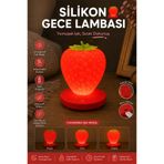 BENT Silikon Çilek Kırmızı Gece Lambası Şarjlı Dokunmatik 3 Kademe Parlaklık Dokunmatik Çocuk ve Masa Lambası