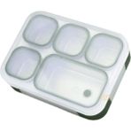 Bento 1000ML Lunchbox Tek Katlı 5 Bölmeli Çelik Sefer Tası Yemek Kutusu (Koyu Yeşil)