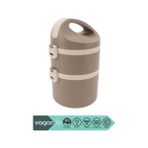 Bento 1800ML Lunchbox 2 Katlı 4-6 Saat /soğuk Termos Özellikli Çelik Sefer Tası Yemek Kutusu (Kahverengi) - standart