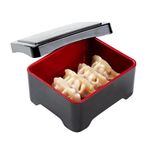 Bento Tek Siyah ve Kırmızı Japon Tarzı Unagi Bento Kutusu - 6 1/2 "x 5 3/4" x 3 1/4" - 1 sayım kutusu