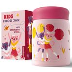 Bentoheaven Çocuk Gıda Kavanozu (10 oz) - Vakum Yalıtımlı Gıda Kabı - Premium Çift Duvarlı Paslanmaz Çelik - Kolay Açılır - Çorba ve Yiyecekleri Sıcak/Soğuk Tutar - Sıcak Yemek Çocuklar için Yemek