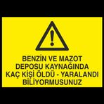 Benzin Ve Mazot Deposu Kaynagında Kaç Kişi Öldü Yaralandı Biliyormusunuz Uyarı Levhası 30x40cm