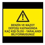Benzin Ve Mazot Deposu Kaynagında Kaç Kişi Öldü Yaralandı Biliyormusunuz Uyarı Levhası 40x60cm
