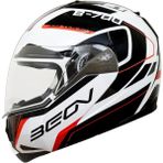 Beon Çene Açılır Vizörlü Kask B700 Aır Tek Beyaz Siyah Kırmızı L - Renkli