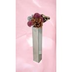 BeQ Home Gümüş Aynalı Vazo -60cm Büyük Zemin Vazosu - Dekoratif Dikey Çizgili Kuşaklı Gümüş Aynalı Uzun Vazo