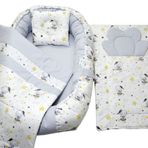 Berababy Babynest Alt Açma Minderli Gri Ayıcık Model Bebek Yuvası 4 Parça Set