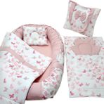 Berababy Babynest Çantalı Pudra Kelebek Model Bebek Yuvası 5 Parça Set
