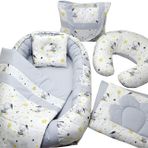 Berababy Babynest Emzirme Yastıklı Gri Ayıcık Model Bebek Yuvası 6 Parça Set