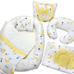 Berababy Babynest Emzirme Yastıklı Sarı Ay Model Bebek Yuvası 6 Parça Set