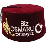 Berat Osmanlı Fesi Işlemeli - Bordo Renk - Biz Osmanlı Torunuyuz - 1 Numara