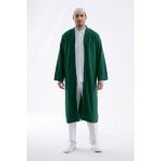 Beratnur Erkek Namaz Elbisesi – V Yaka, Düğmesiz, Önü Açık Cübbe / İmam Cübbesi – Yeşil - Koyu Yeşil - XL