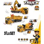 Berattoys 3lü Iş Makinası Inşaat Set 27CM Oyuncak Kamyon Mikser Kepçe Oyuncak Iş Araçları Kırılmaz