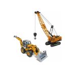 berattoys ikili iş makinaları vinç ve buldozer kırılmaz oyuncak iş araçları inşaat set dozer
