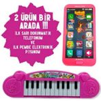 Berattoys Oyuncak Cep Telefonu & Piyano Kukili Şarkılı Telefon Müzikli Oyuncak Piyano - Pembe
