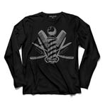 Berber Barber Kuaför Makas Tarak Saç Sakal Traş Uzun Kollu Tişört Baskılı Çocuk T-Shirt Siyah