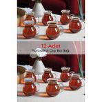 Berdina Home 12'li Keyfi Ala Borosilikat Cam Bardak Takımı Isıya Dayanıklı Kulplu Çay Fincanı Bardağı Seti - 200 ml - Şeffaf