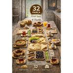 Berdina Home 32 Parça Bambu 6 Kişilik Serisi Kahvaltı Seti Kahvaltı Takımı Sunum Servis Set Bambu Set