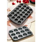 Berdina Home Muffin Kalıbı 12'li Kek Kurabiye Cupcake Muffin Kalıbı Fırın Kapsül Tepsisi Granit Kaplama Inox Gri