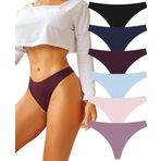 BeReady Dikişsiz string tanga kadın dikişsiz iç çamaşırı kadın düşük bel yumuşak slip kadın çoklu paket, Siyah/Lila/Koyu Mavi/Açık Eflatun/Pembe/Açık Mavi), XS