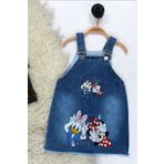 BEREKET BABY Kız Çocuk Kot Jile Salopet Minnie Mouse Baskılı Denim Elbise 2-5Y