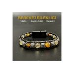 Bereket Doğal Taş 6mm Bileklik Sitrin Kaplan Gözü Hematit