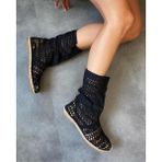 Bereket Kundura 9100 Bereket Kundura Siyah Renk Bayan Dantel Çizme Modern Espadril - 0 - Siyah