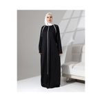 Berel Moda Boydan Fermuar Kapamalı Denye Günlük Oversize Namaz Ferace - Siyah