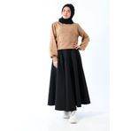 Berel Moda Puf Scuba Kloş Etek Siyah Siyah 1