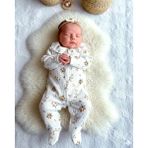 Beren %100 Pamuklu Ribana Esnek Kumaş Bebe Yaka Çiçekli Kız Bebek Tulum - 00-Beyaz - 0- 3 Ay