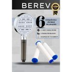 Berev 6 Fonksiyonlu Filtreli Krom Duş Başlığı 3 Adet Yedek Filtre Su Tasarruflu Basınçlı Kireç Klor Önleyi