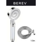 Berev Filtreli 5 Fonksiyonlu Krom Yüksek Basınçlı Ayarlanabilir Duş Başlığı 150 cm Hortum - Beyaz