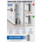 BERFİNO Kapı Stoperi Zemin Tipi Paslanmaz Çelik-Krom Duvar Koruyucu Stopper Sessiz Kapanış 282/50-28/01