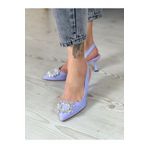 BERFONA ZARRY LİLA TAŞLI 5 CM İNCE ÖKÇE TOPUKLU SANDALET