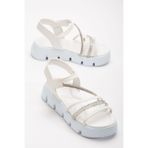Berfu shoes Yüksek Taban Kız Çocuk Sandalet Şefaf, Cırtlı Taşlı Sandalet 445