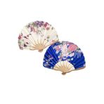 BERG ATELIER 2'li Yelpazesi Beyaz Çiçekli Kaliteli Özel Tasarım Japon Hediyelik Yelpaze