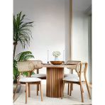 Bergen İskandinav Natural Ahşap Masa Sandalye Takımı 100X100