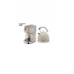 Berghoff Gem Retro 15 Bardak Filtre Kahve Makinesi ve Retro Krem Rengi Yuvarlak Su Isıtıcısı Kettle Seti