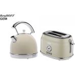 BergHoff Gem Retro Yuvarlak Su Isıtıcısı Kettle ve Retro Krem Rengi 2 Dilim Ekmek Kızartma Makinesi Seti