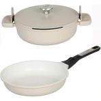BergHoff Leo Phantom Bej İndüksiyonlu 3 Parça Yanmaz Yapışmaz Alüminyum Döküm 28 cm Tencere Tava Seti