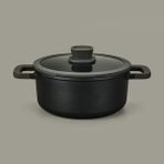 BergHoff Leo Stone Siyah 24x11 cm Yapışmaz Kapaklı Alüminyum Döküm Tencere